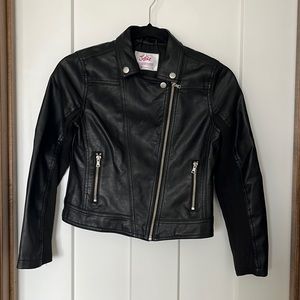 Girls Justice black faux leather jacket size 12